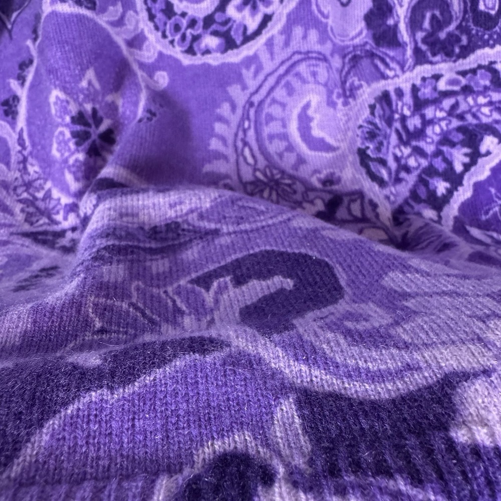Talbots Petite XL Purple Paisley 100% Pure Cashmere 3/4 Sleeve Sweater Pullover - Picture 3 of 9